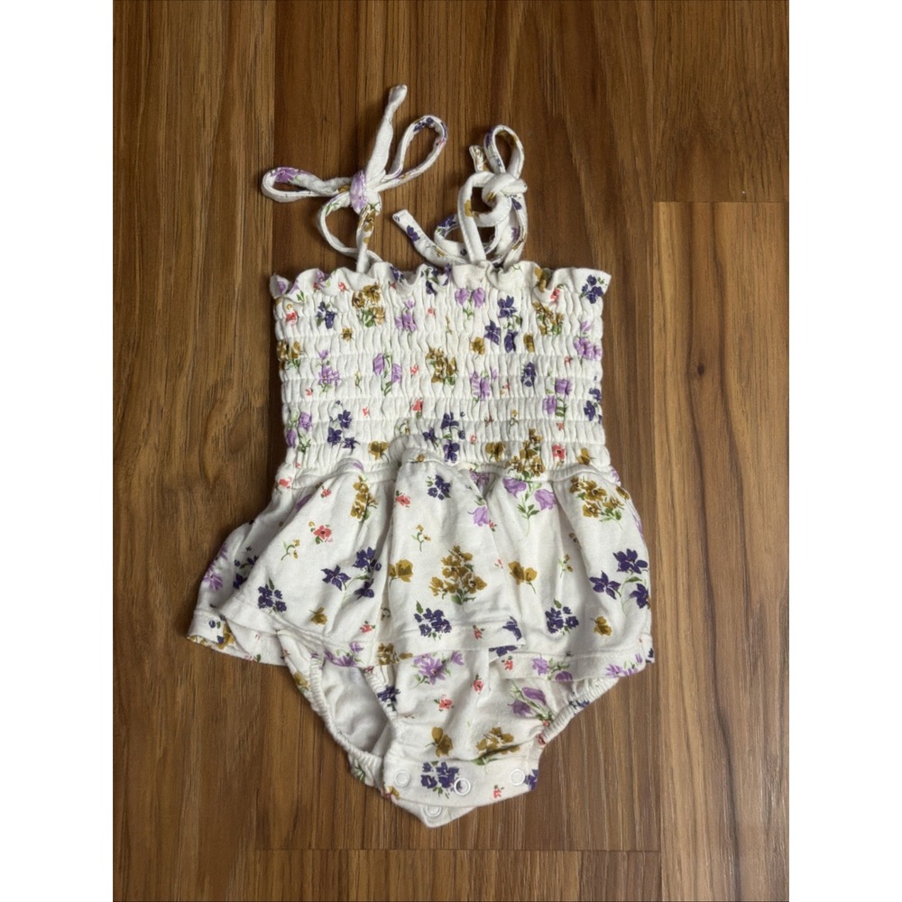 Angel Dear Baby girls 3-6 Months Floral Romper Strappy Outfit VGC